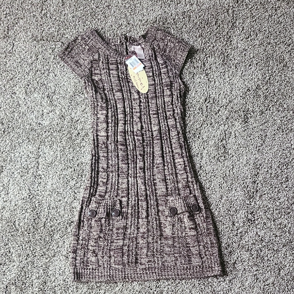 Elegant Brown Knit Sweater Dress